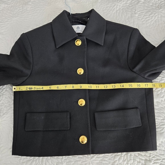 Babaton‎ Frances Black Noir Jacket Cropped Blazer Gold Button Military Style XS - Picture 6 of 8